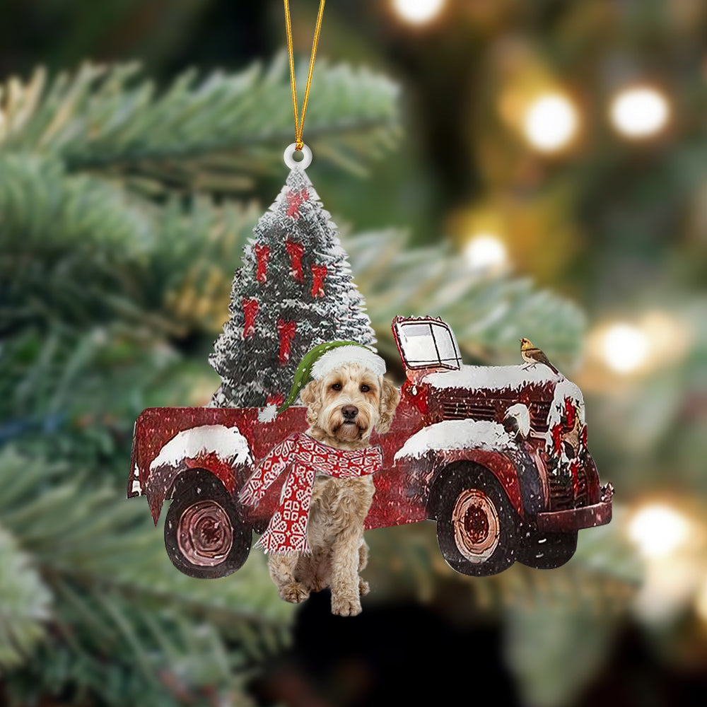 Ornament- Labradoodle 4-Christmas Truck Two Sided Ornament, Happy Christmas Ornament, Car Ornament - Best gifts your whole family