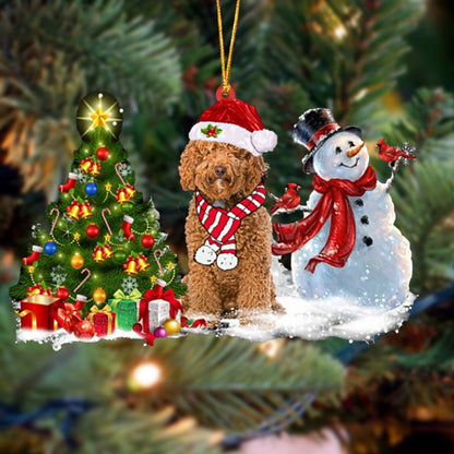 Ornament- Labradoodle Christmas Snow Hanging Ornament Dog Ornament, Car Ornament, Christmas Ornament - Best gifts your whole family
