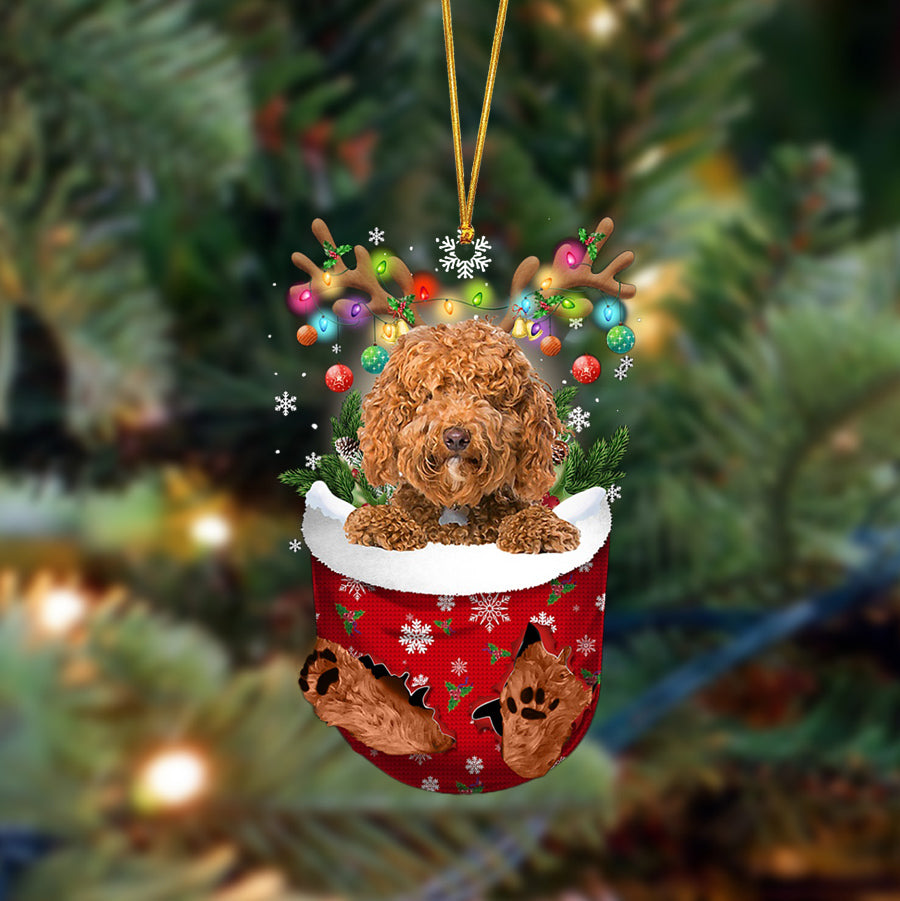 Ornament- Labradoodle-In Christmas Pocket Two Sides Ornament, Happy Christmas Ornament, Car Ornament - Best gifts your whole family