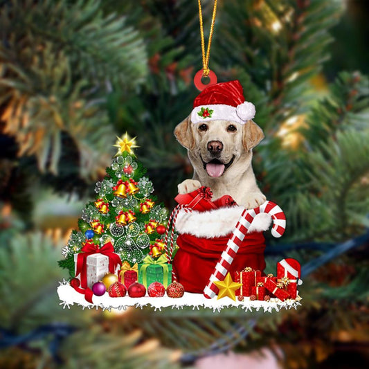 Ornament- Labrador Retriever Gift Bag Merry Christmas Ornament Dog Ornament, Car Ornament, Christmas Ornament - Best gifts your whole family