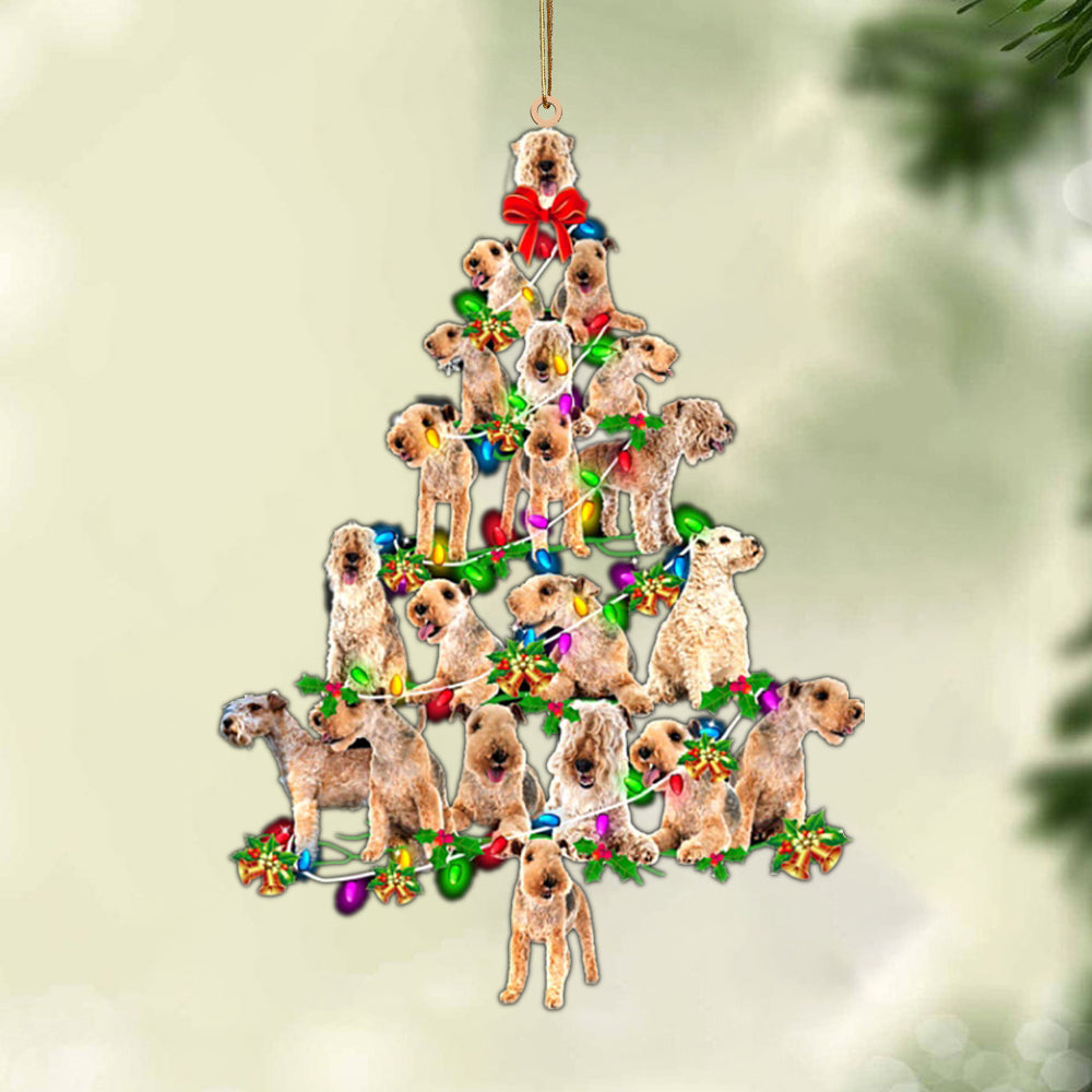Ornament- Lakeland Terrier-Christmas Tree Lights-Two Sided Ornament, Happy Christmas Ornament, Car Ornament - Best gifts your whole family