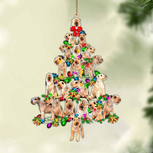 Ornament- Lakeland Terrier-Christmas Tree Lights-Two Sided Ornament, Happy Christmas Ornament, Car Ornament - Best gifts your whole family