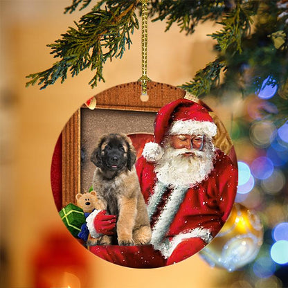 Ornament- Leonberger With Santa Christmas Ornament, Happy Christmas Ornament, Car Ornament - Best gifts your whole family