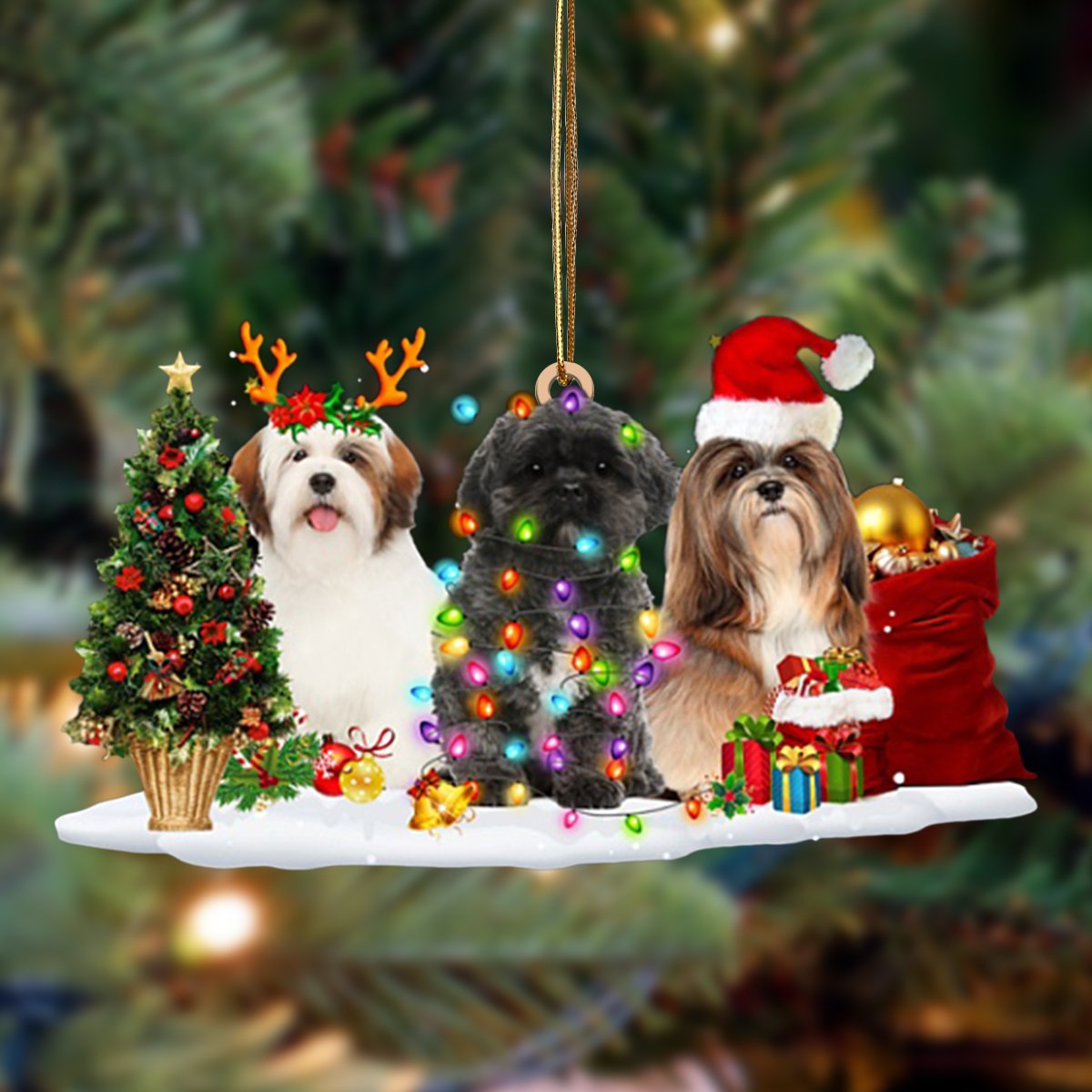 Ornament- Lhasa Apso-Christmas Dog Friends Hanging Ornament, Happy Christmas Ornament, Car Ornament - Best gifts your whole family