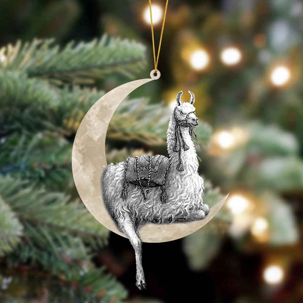 Ornament- Llama Sits On The Moon Hanging Ornament Dog Ornament, Car Ornament, Christmas Ornament - Best gifts your whole family