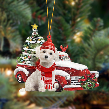 Ornament- Maltese-Christmas Car Two Sided Ornament, Happy Christmas Ornament, Car Ornament - Best gifts your whole family