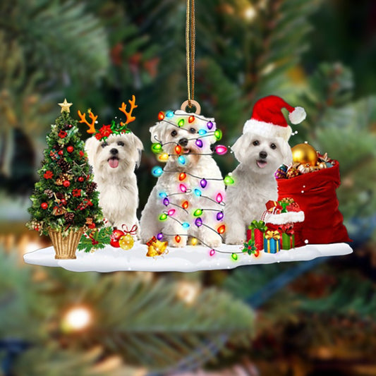 Ornament- Maltese-Christmas Dog Friends Hanging Ornament, Happy Christmas Ornament, Car Ornament - Best gifts your whole family