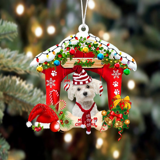 Ornament- Maltese-Christmas House Two Sided Ornament, Happy Christmas Ornament, Car Ornament - Best gifts your whole family