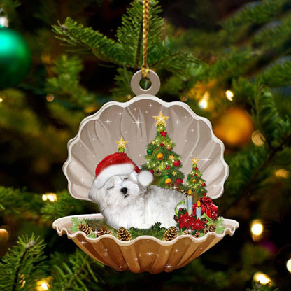 Ornament- Maltese-Sleeping Pearl in Christmas Two Sided Ornament, Happy Christmas Ornament, Car Ornament - Best gifts your whole family