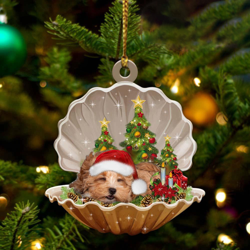 Ornament- Maltipoo-Sleeping Pearl in Christmas Two Sided Ornament, Happy Christmas Ornament, Car Ornament - Best gifts your whole family