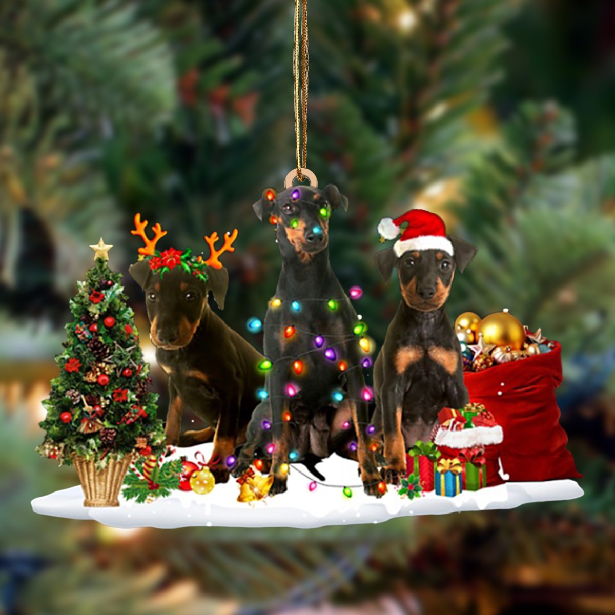 Ornament- Manchester Terrier-Christmas Dog Friends Hanging Ornament, Happy Christmas Ornament, Car Ornament - Best gifts your whole family