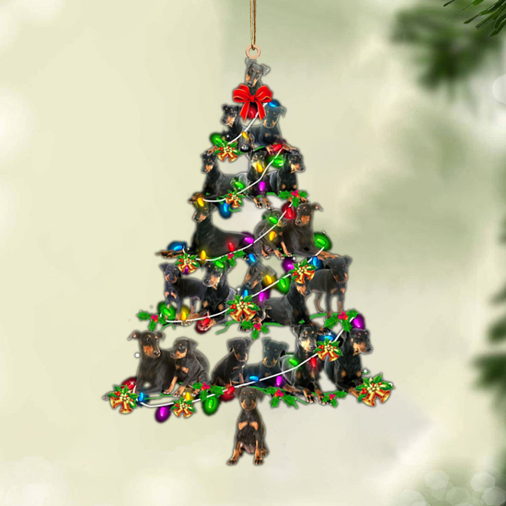 Ornament- Manchester Terrier-Christmas Tree Lights-Two Sided Ornament, Happy Christmas Ornament, Car Ornament - Best gifts your whole family