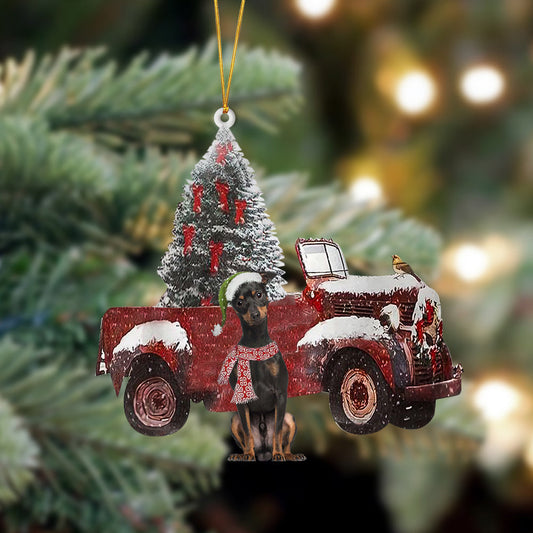 Ornament- Miniature Pinscher 2-Christmas Truck Two Sided Ornament, Happy Christmas Ornament, Car Ornament - Best gifts your whole family