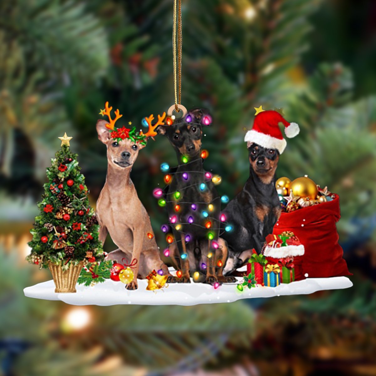 Ornament- Miniature Pinscher-Christmas Dog Friends Hanging Ornament, Happy Christmas Ornament, Car Ornament - Best gifts your whole family