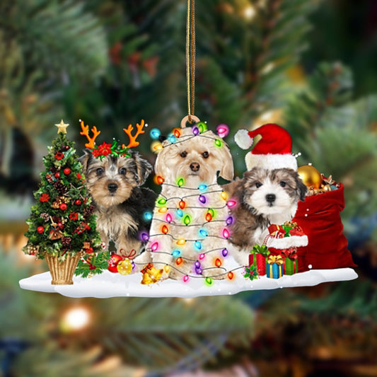 Ornament- Morkie-Christmas Dog Friends Hanging Ornament, Happy Christmas Ornament, Car Ornament - Best gifts your whole family
