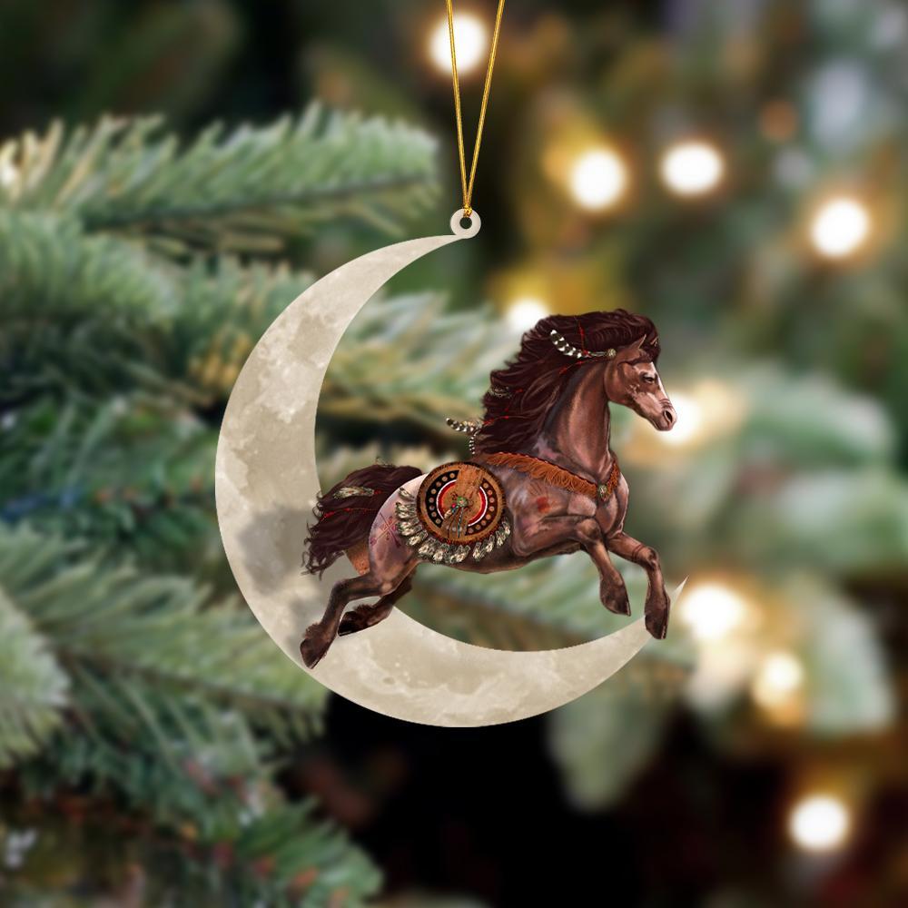 Ornament- Native Horse Sits On The Moon Hanging Ornament Dog Ornament, Car Ornament, Christmas Ornament - Best gifts your whole family