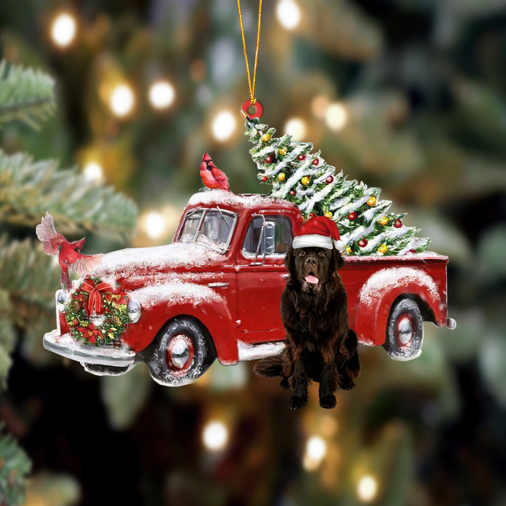 Ornament- Newfoundland-Cardinal & Truck Two Sided Ornament, Happy Christmas Ornament, Car Ornament - Best gifts your whole family
