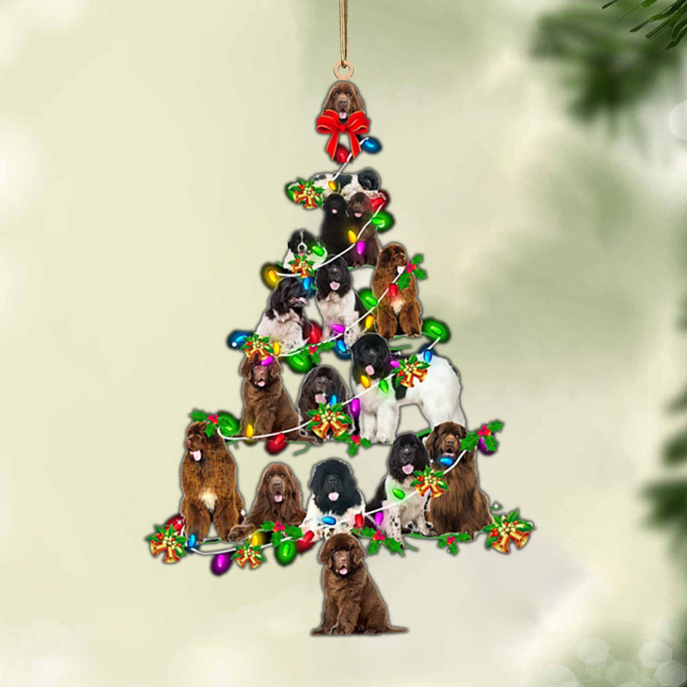 Ornament- Newfoundland-Christmas Tree Lights-Two Sided Ornament, Happy Christmas Ornament, Car Ornament - Best gifts your whole family