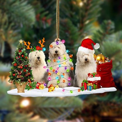 Ornament- Old English Sheepdog-Christmas Dog Friends Hanging Ornament, Happy Christmas Ornament, Car Ornament - Best gifts your whole family