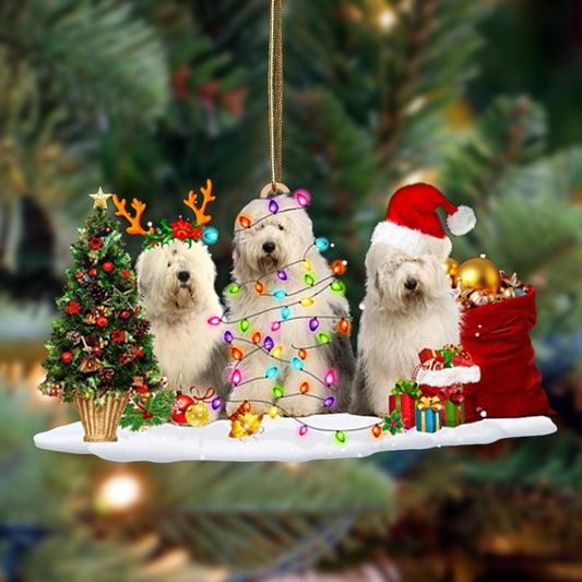 Ornament- Old English Sheepdog-Christmas Dog Friends Hanging Ornament, Happy Christmas Ornament, Car Ornament - Best gifts your whole family