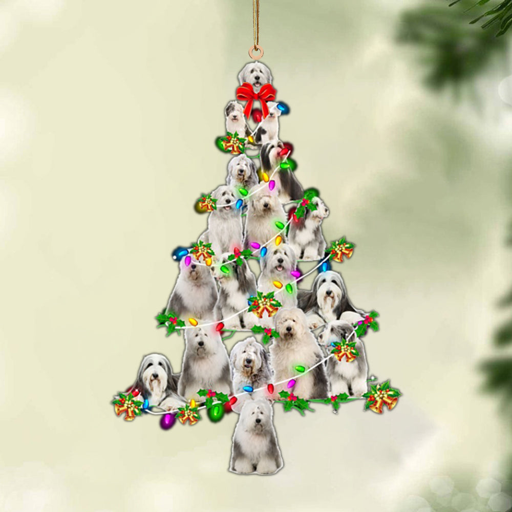 Ornament- Old English Sheepdog-Christmas Tree Lights-Two Sided Ornament, Christmas Ornament, Car Ornament - Best gifts your whole family