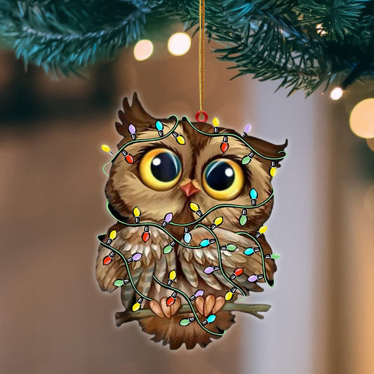 Ornament- Owl Christmas Light Hanging Ornament Dog Ornament, Car Ornament, Christmas Ornament - Best gifts your whole family