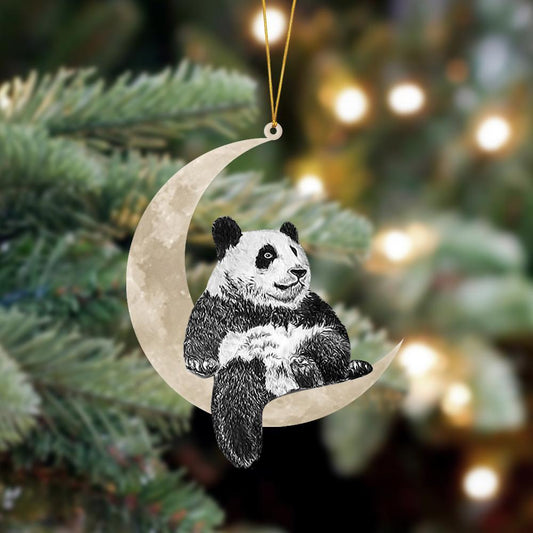 Ornament- Panda Sits On The Moon Hanging Ornament Dog Ornament, Car Ornament, Christmas Ornament - Best gifts your whole family