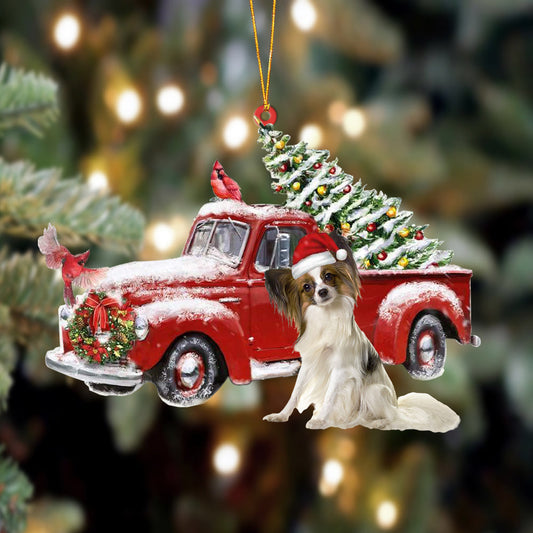 Ornament- Papillon-Cardinal & Truck Two Sided Ornament, Happy Christmas Ornament, Car Ornament - Best gifts your whole family