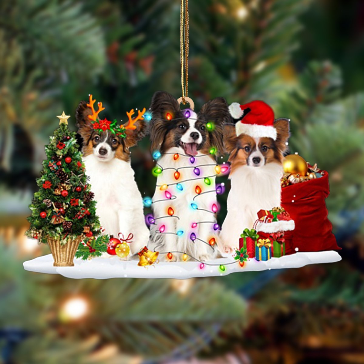 Ornament- Papillon-Christmas Dog Friends Hanging Ornament, Happy Christmas Ornament, Car Ornament - Best gifts your whole family