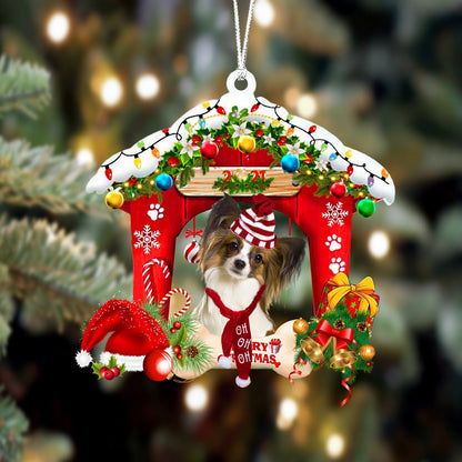 Ornament- Papillon-Christmas House Two Sided Ornament, Happy Christmas Ornament, Car Ornament - Best gifts your whole family