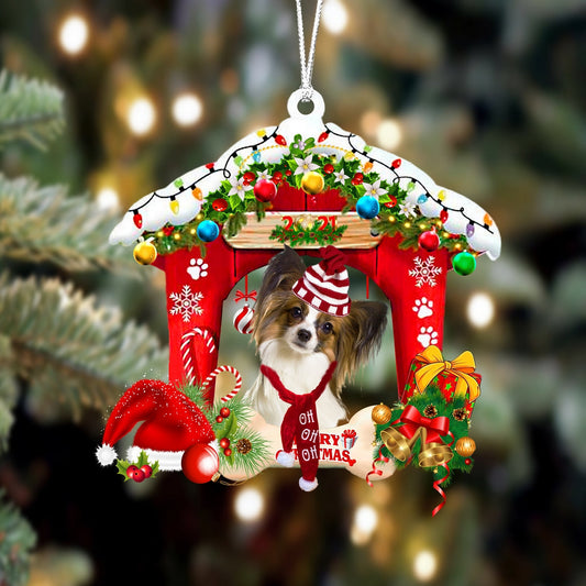 Ornament- Papillon-Christmas House Two Sided Ornament, Happy Christmas Ornament, Car Ornament - Best gifts your whole family