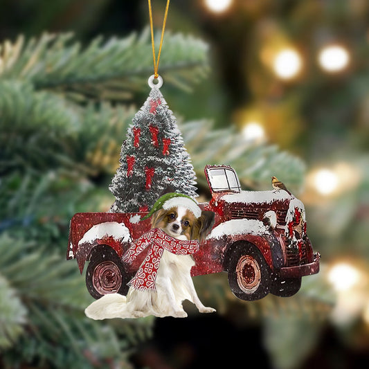 Ornament- Papillon-Christmas Truck Two Sided Ornament, Happy Christmas Ornament, Car Ornament - Best gifts your whole family
