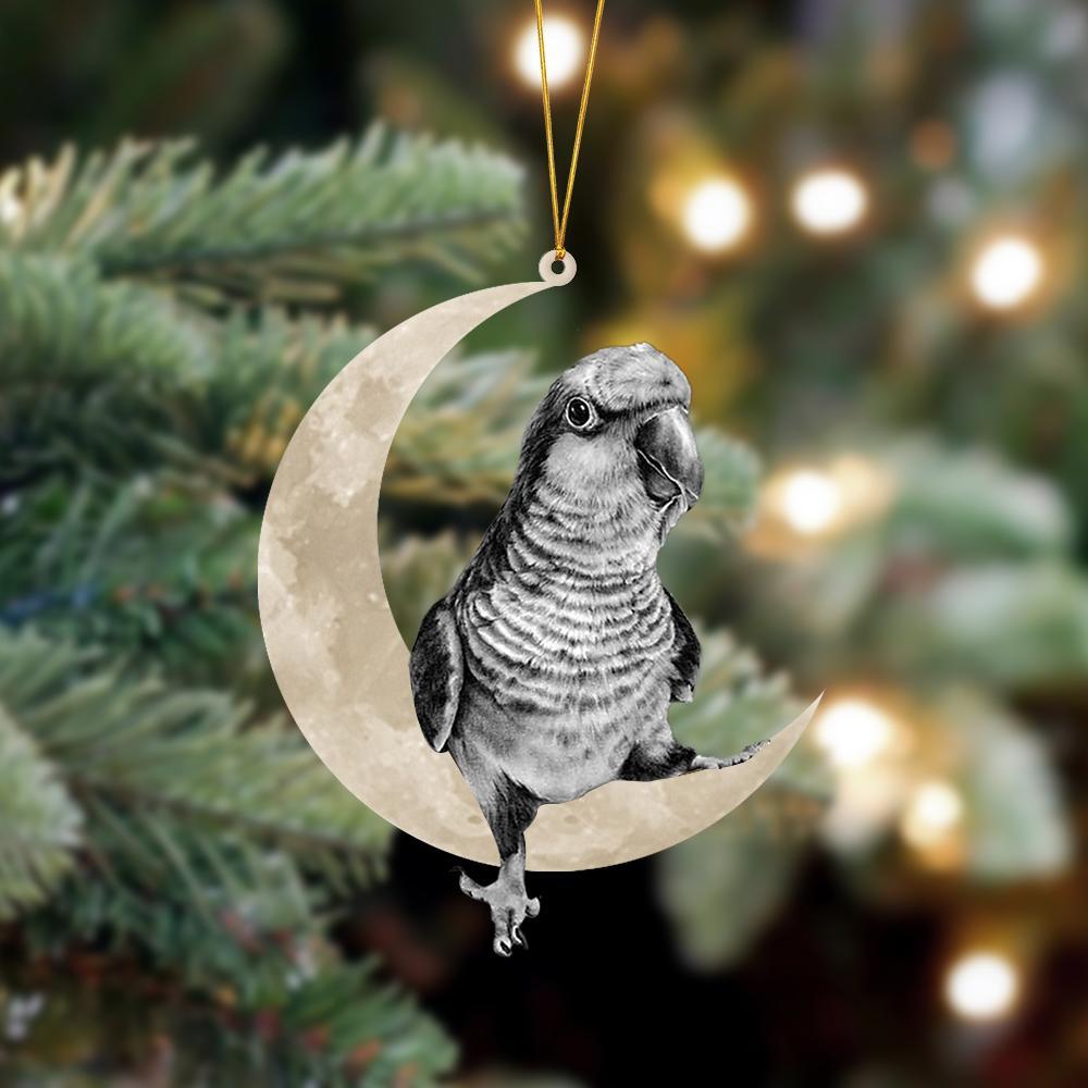 Ornament- Parrot Sits On The Moon Hanging Ornament Dog Ornament, Car Ornament, Christmas Ornament - Best gifts your whole family