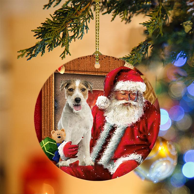 Ornament- Parson Russell Terrier With Santa Christmas Ornament, Happy Christmas Ornament, Car Ornament - Best gifts your whole family