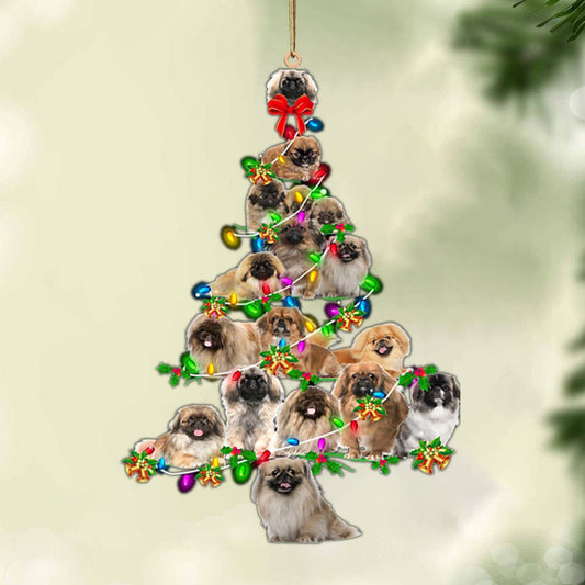 Ornament- Pekingese-Christmas Tree Lights-Two Sided Ornament, Happy Christmas Ornament, Car Ornament - Best gifts your whole family