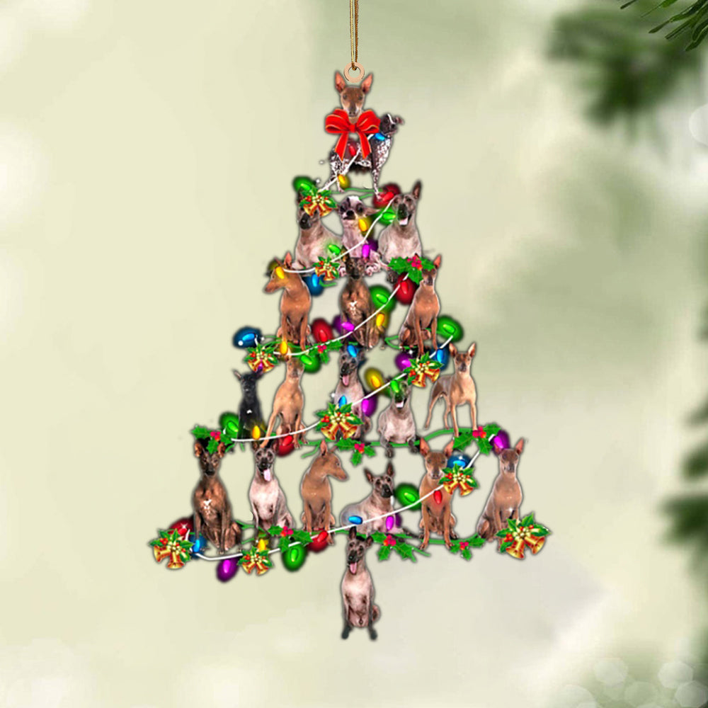 Ornament- Peruvian Hairless Dog-Christmas Tree Lights-Two Sided Ornament, Christmas Ornament, Car Ornament - Best gifts your whole family