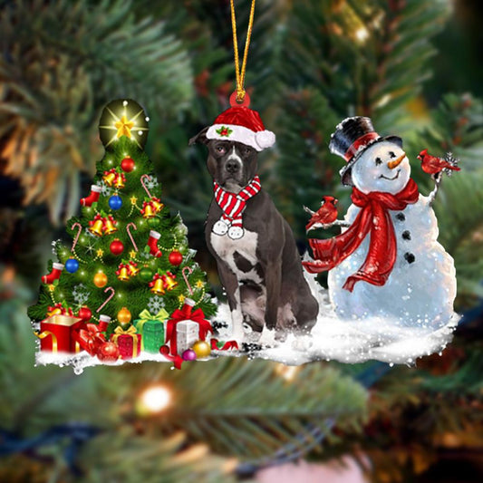 Ornament- Pit Bull Christmas Snow Hanging Ornament Dog Ornament, Car Ornament, Christmas Ornament - Best gifts your whole family