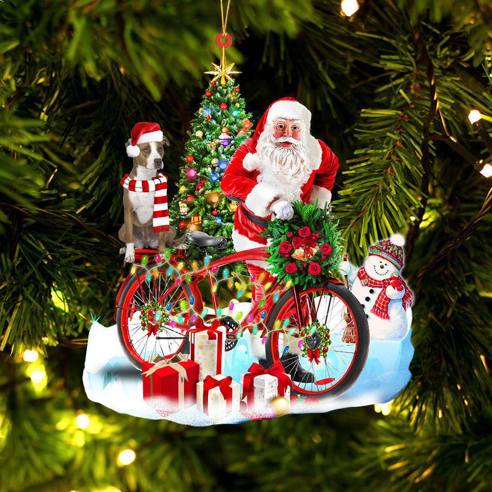 Ornament- Pit Bull On Santa's Bike Ornament Dog Ornament, Car Ornament, Christmas Ornament - Best gifts your whole family