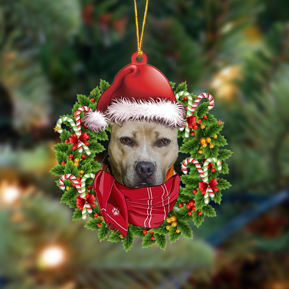 Ornament- Pitbull 1-Xmas Bandana Hanging Ornament, Happy Christmas Ornament, Car Ornament - Best gifts your whole family