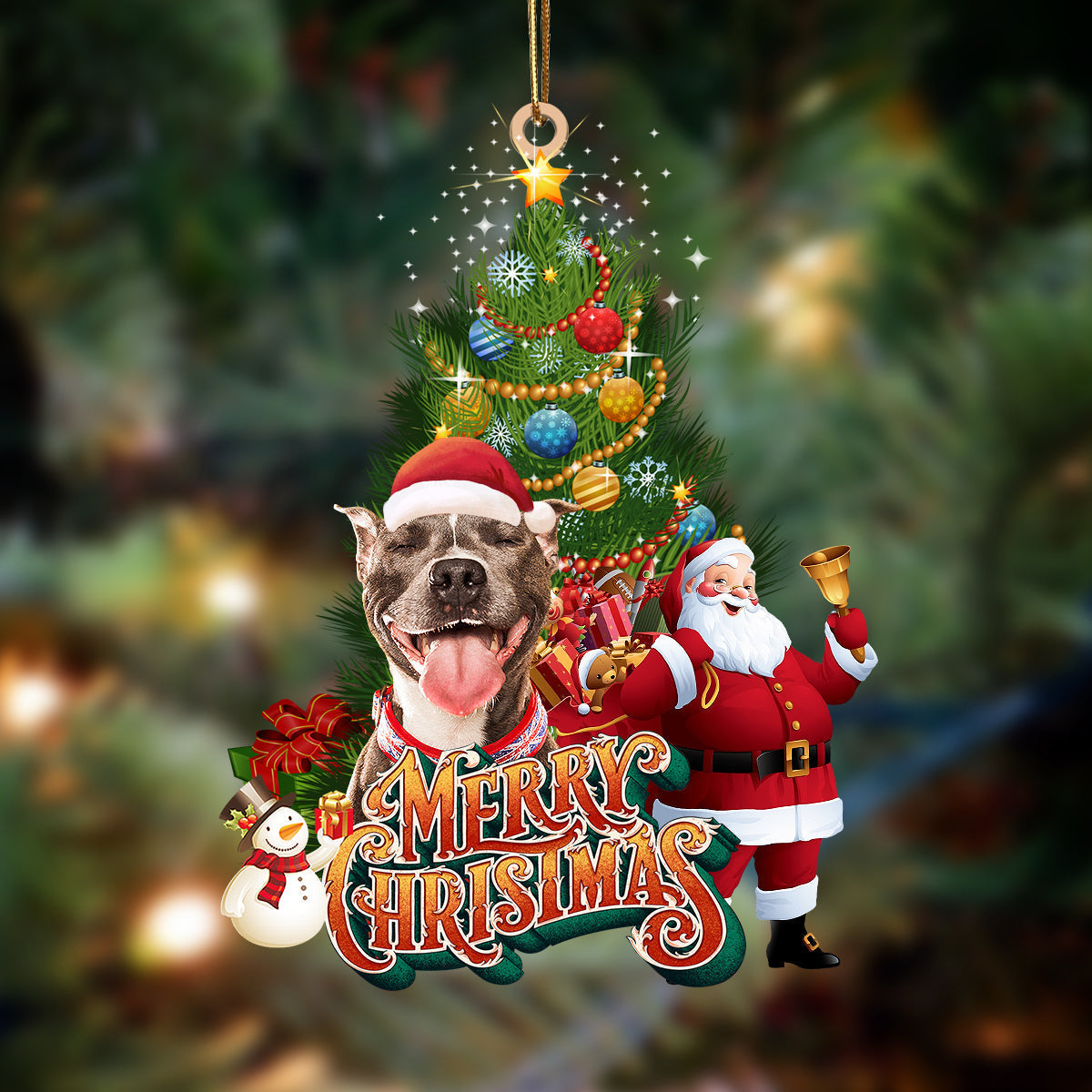Ornament- Pitbull 2-Christmas Tree&Dog Hanging Ornament, Happy Christmas Ornament, Car Ornament - Best gifts your whole family