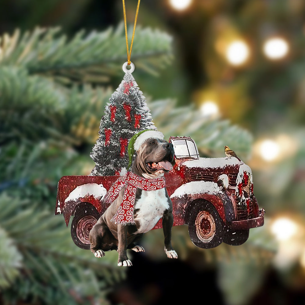 Ornament- Pitbull 2-Christmas Truck Two Sided Ornament, Happy Christmas Ornament, Car Ornament - Best gifts your whole family