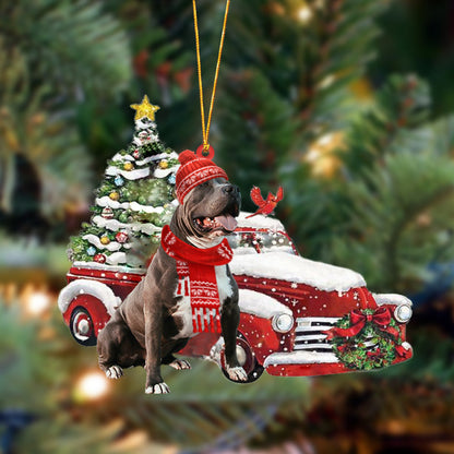 Ornament- Pitbull-Christmas Car Two Sided Ornament, Happy Christmas Ornament, Car Ornament - Best gifts your whole family