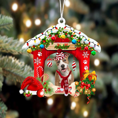 Ornament- Pitbull-Christmas House Two Sided Ornament, Happy Christmas Ornament, Car Ornament - Best gifts your whole family