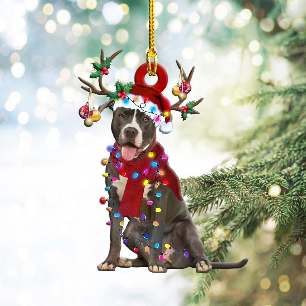 Ornament- Pitbull Christmas Shape Ornament, Happy Christmas Ornament, Car Ornament - Best gifts your whole family