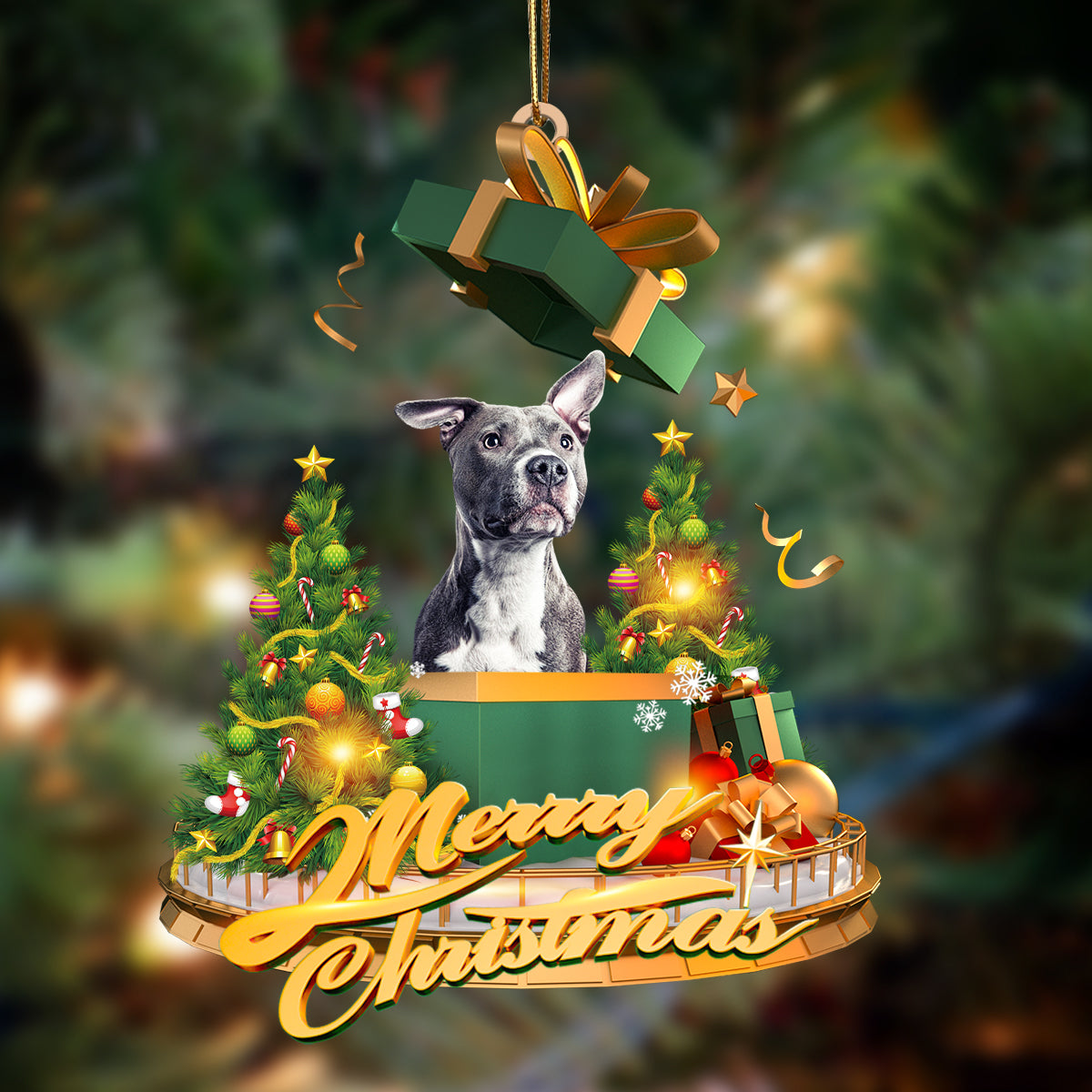 Ornament- Pitbull Dog-Christmas Gifts&dogs Hanging Ornament, Happy Christmas Ornament, Car Ornament - Best gifts your whole family