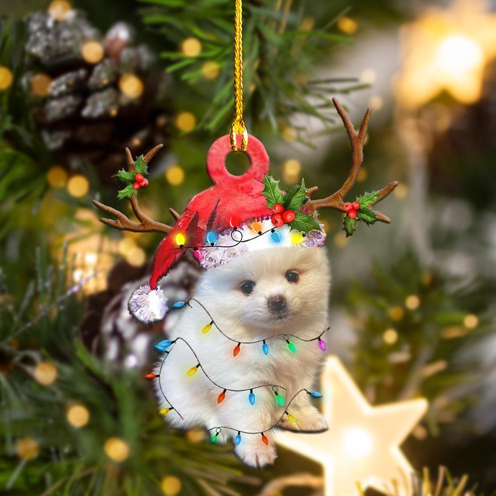 Ornament- Pomeranian Christmas Shape Ornament, Happy Christmas Ornament, Car Ornament - Best gifts your whole family