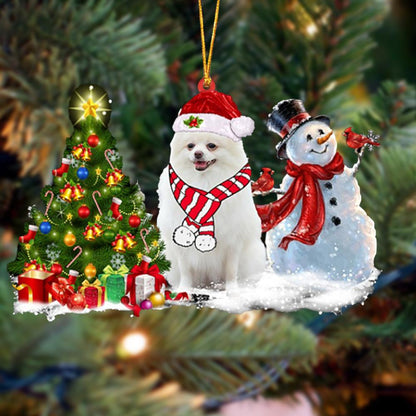 Ornament- Pomeranian Christmas Snow Hanging Ornament Dog Ornament, Car Ornament, Christmas Ornament - Best gifts your whole family