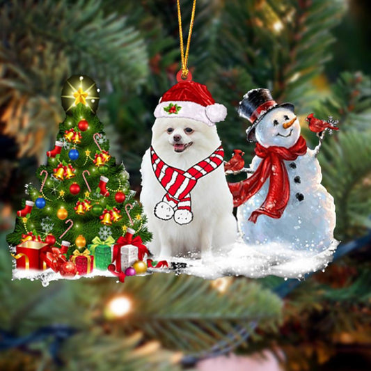 Ornament- Pomeranian Christmas Snow Hanging Ornament Dog Ornament, Car Ornament, Christmas Ornament - Best gifts your whole family