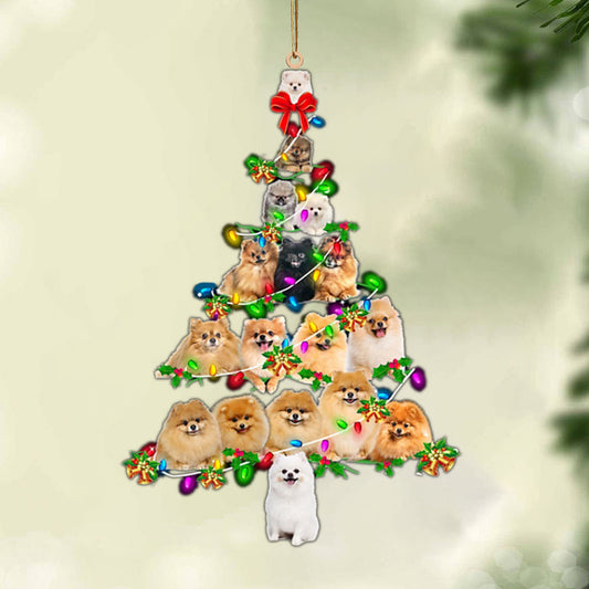 Ornament- Pomeranian-Christmas Tree Lights-Two Sided Ornament, Happy Christmas Ornament, Car Ornament - Best gifts your whole family