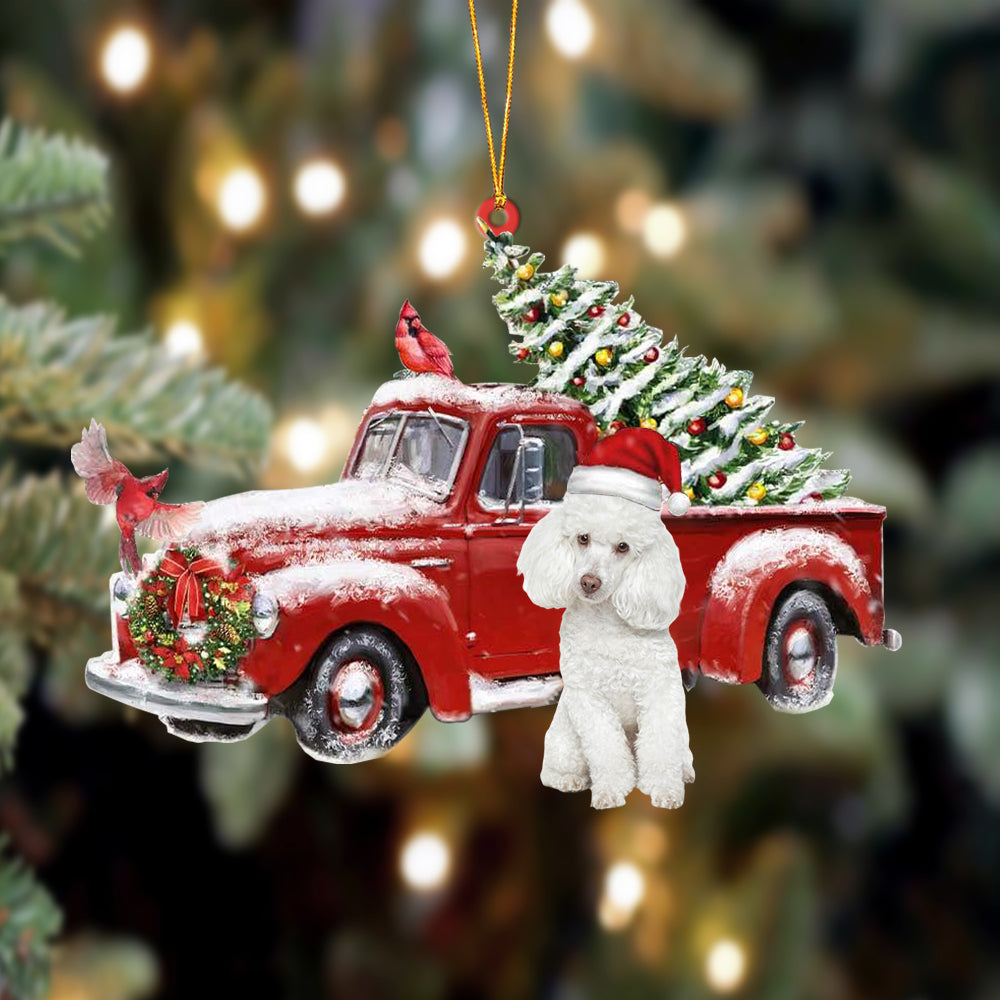 Ornament- Poodle-Cardinal & Truck Two Sided Ornament, Happy Christmas Ornament, Car Ornament - Best gifts your whole family